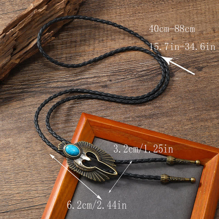 Western Eagle Bird Turquoise Stone Bolo Tie - image 5