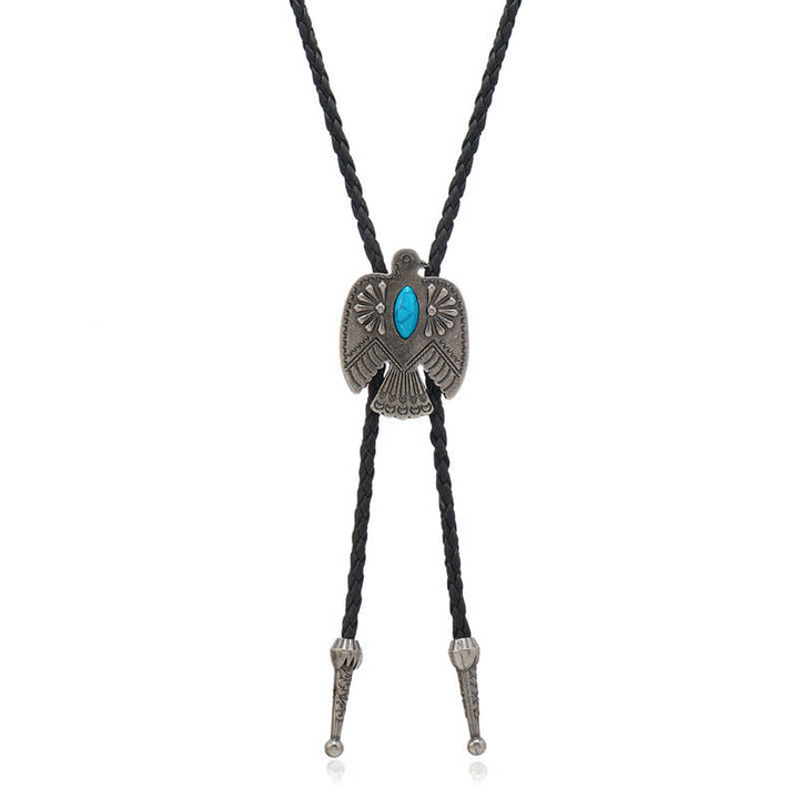 Western Eagle Bird Turquoise Stone Bolo Tie - image 3