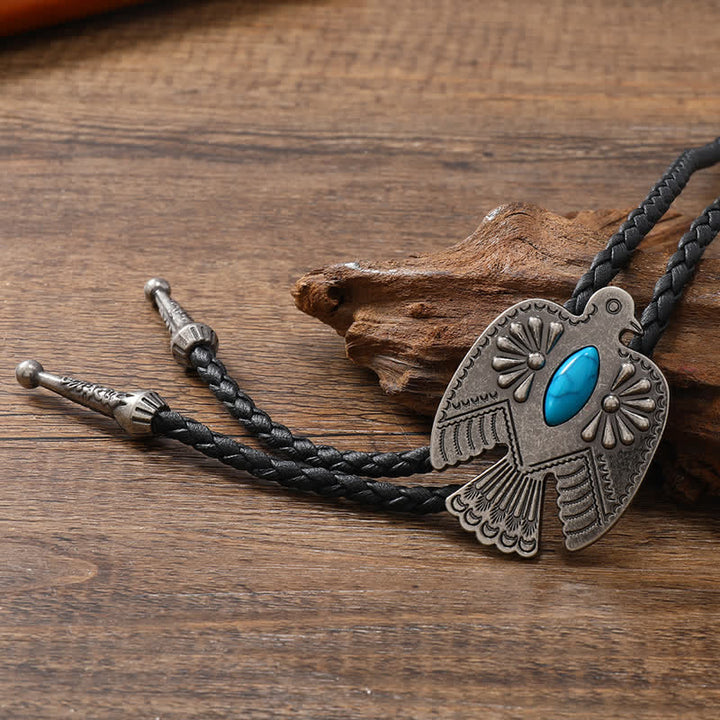 Western Eagle Bird Turquoise Stone Bolo Tie - Style #1 - image 1