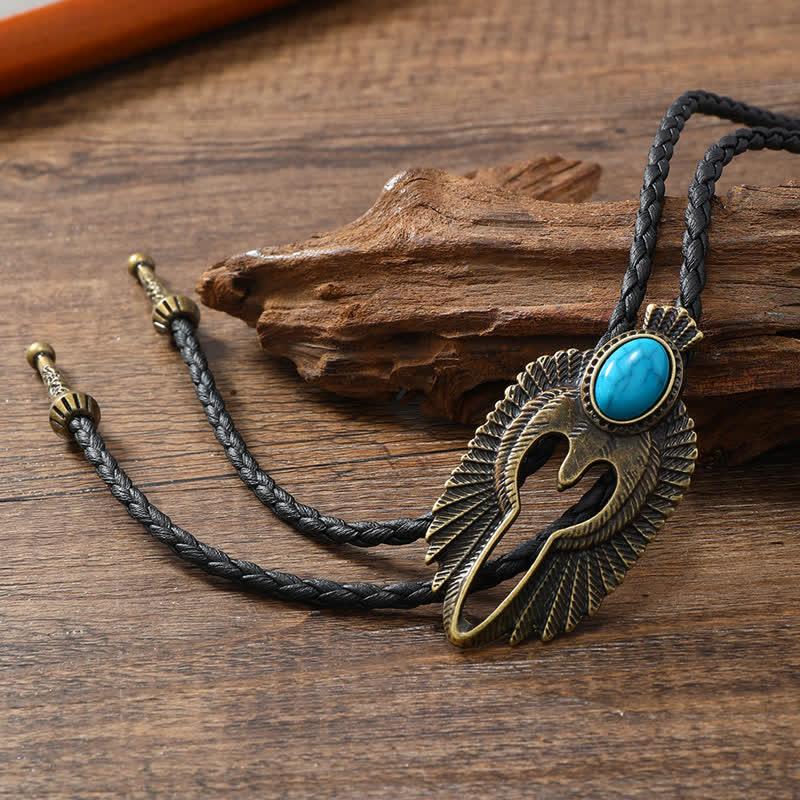 Western Eagle Bird Turquoise Stone Bolo Tie