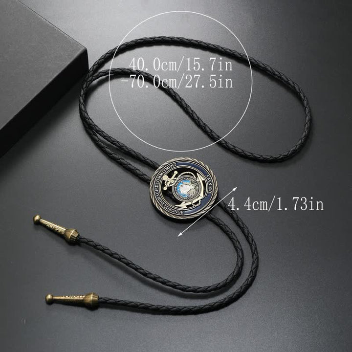 American Navy Anchor Round Coin Bolo Tie