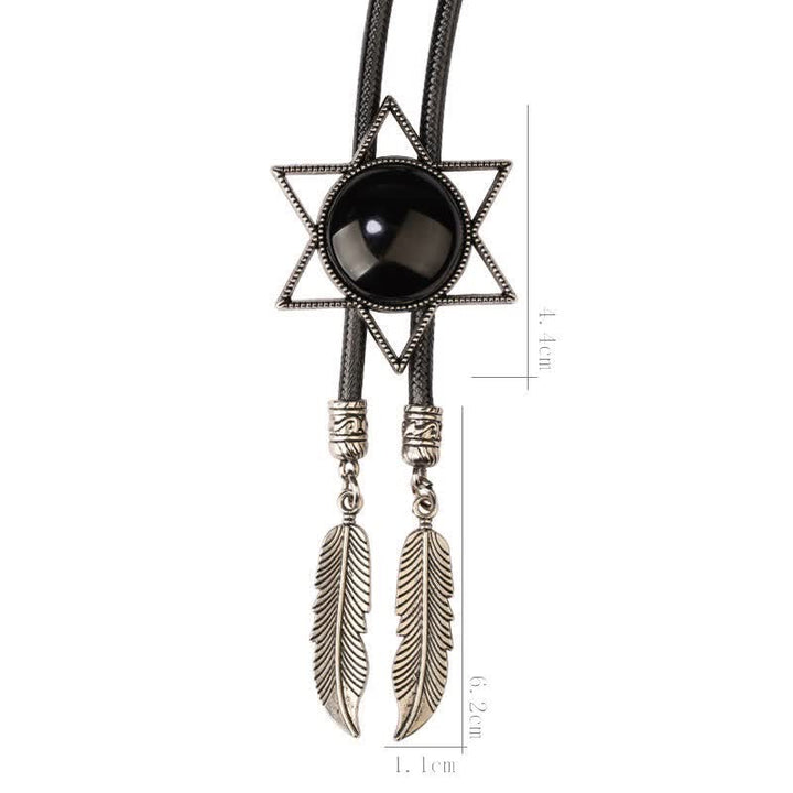 Hexagram Star Gemstone Shirt Collar Bolo Tie