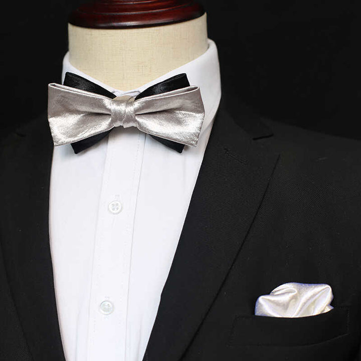 Men's Gainsboro Black Double Layered Bow Tie