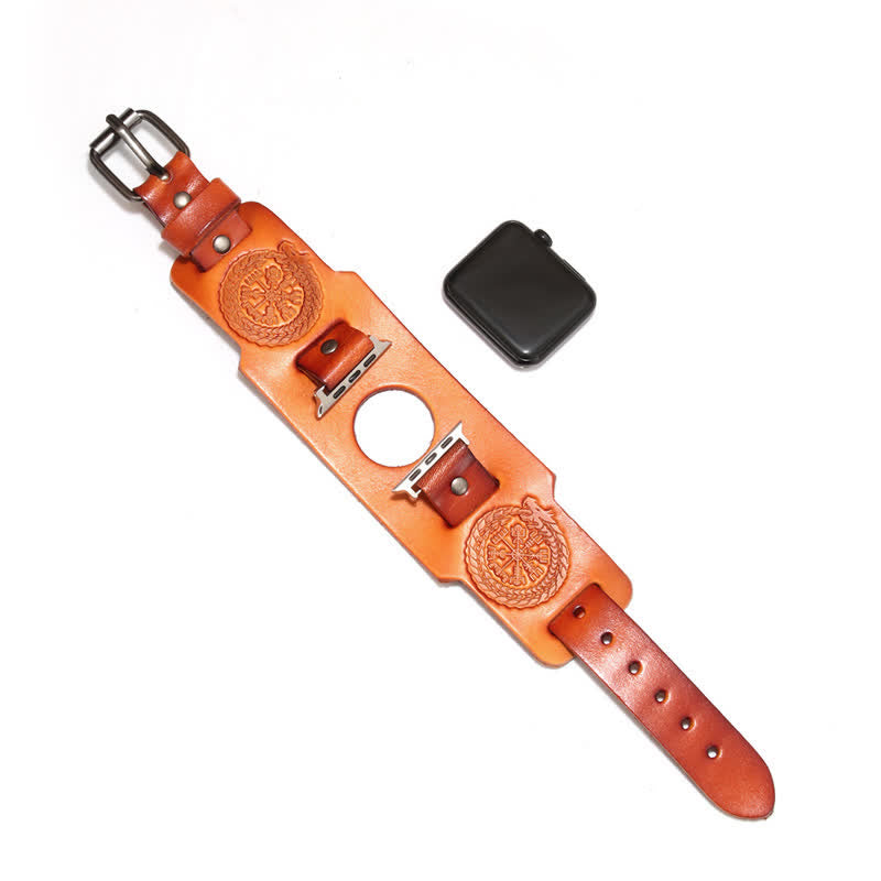 Viking Compass Dragon Totem Leather Watch Band