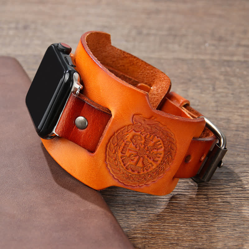 Viking Compass Dragon Totem Leather Watch Band