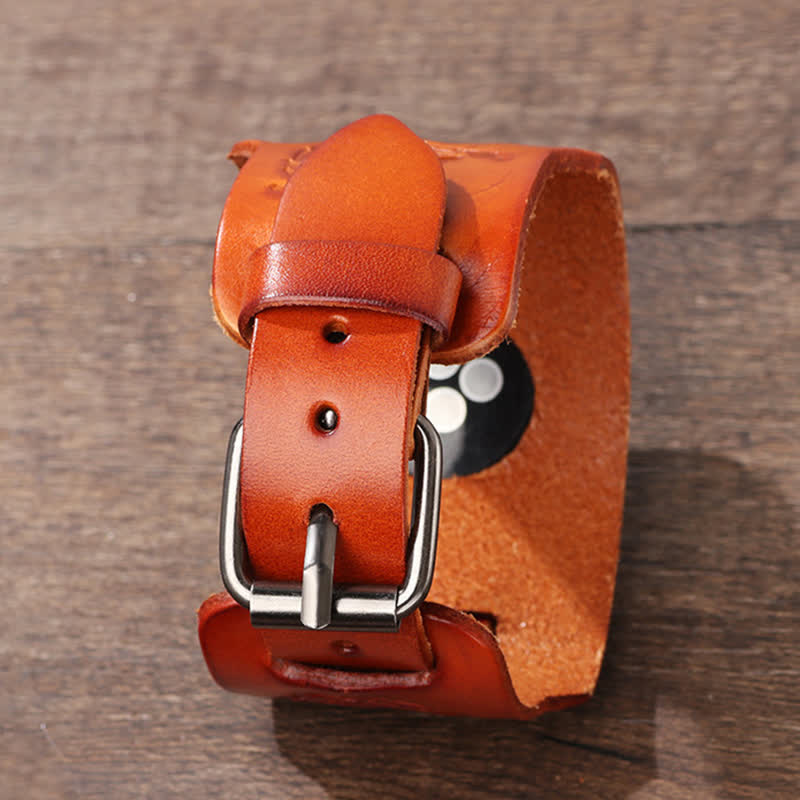 Punk Relief Wolf Bracelet Leather Watch Band - image 7