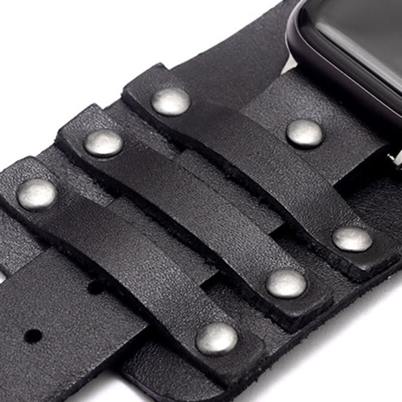 Punk Wide Strap Genuine Leather Watch Band