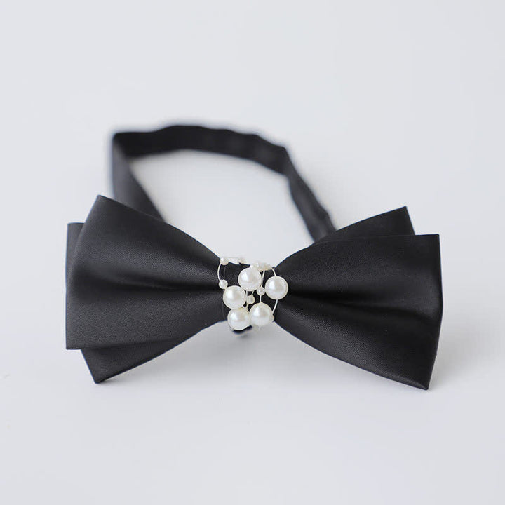 Men's Temperament Pearl Black Wedding Bow Tie