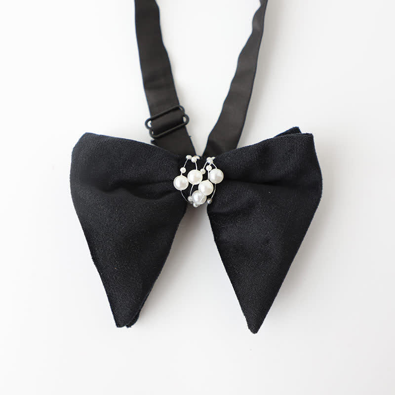 Men's Temperament Pearl Black Wedding Bow Tie