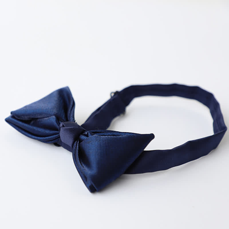 Men's Navy Blue Plain Color Bow Tie