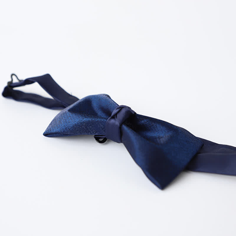 Men's Navy Blue Plain Color Bow Tie