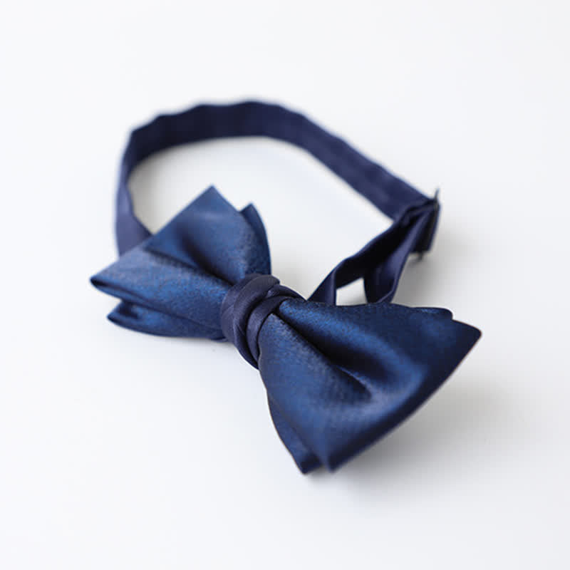 Men's Navy Blue Plain Color Bow Tie