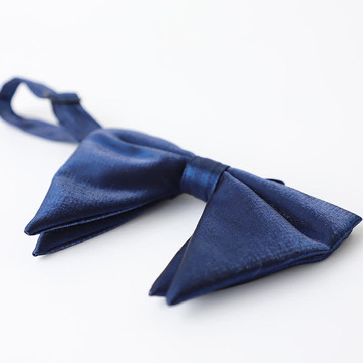 Men's Navy Blue Plain Color Bow Tie