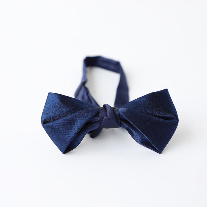 Men's Navy Blue Plain Color Bow Tie