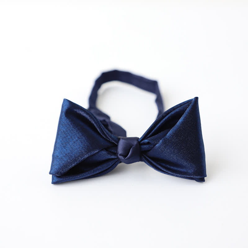 Men's Navy Blue Plain Color Bow Tie