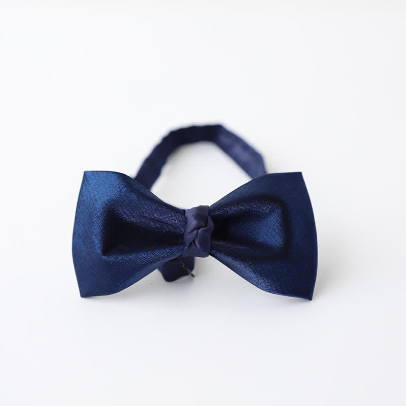 Men's Navy Blue Plain Color Bow Tie