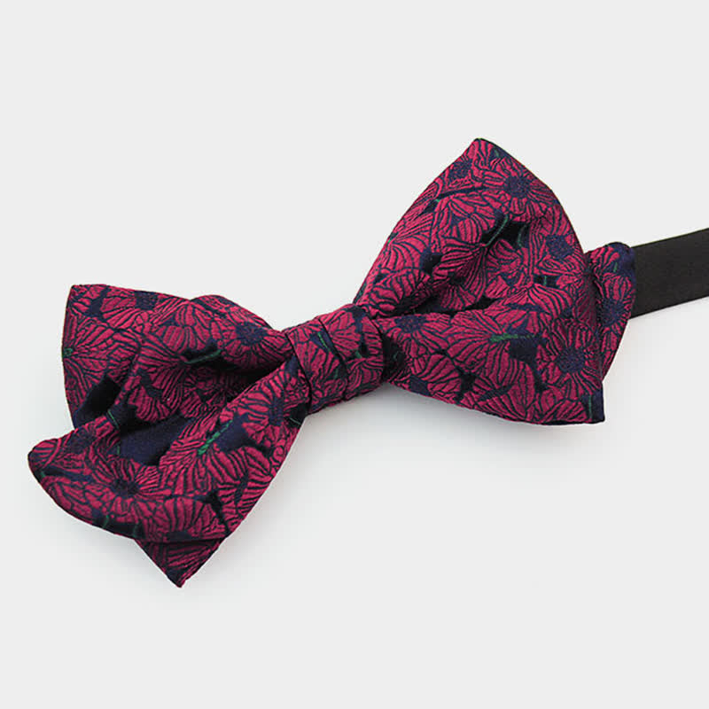 Men's Unique Mustache Shape Floral Bow Tie