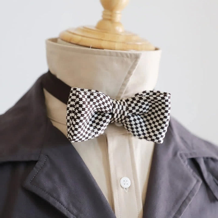 Men's Black & White Checkerboard Stripes Bow Tie