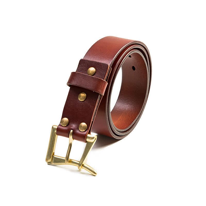 Men's Luxury Style Brass Buckle Leather Belt