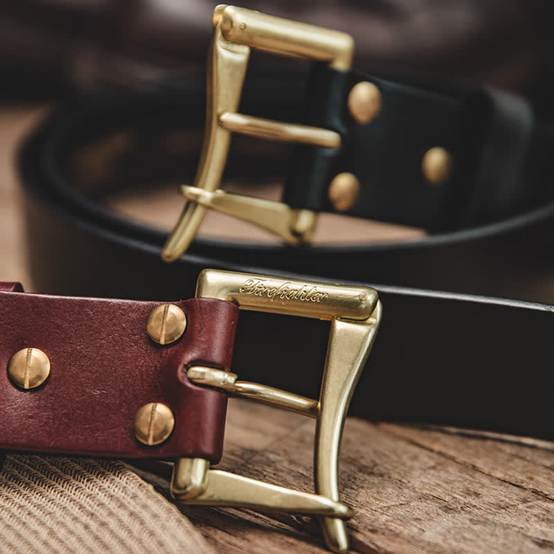 Men's Luxury Style Brass Buckle Leather Belt