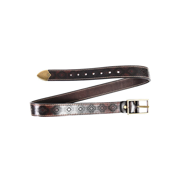 Men's Western Geometric Pattern Leather Belt