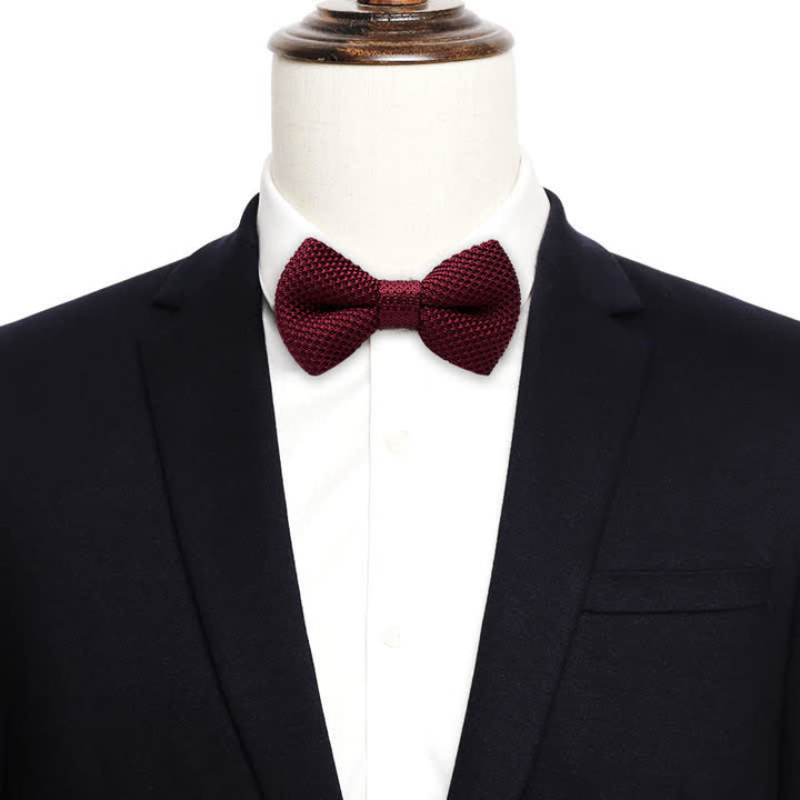 Men's Simple Solid Color Knitting Groom Bow Tie