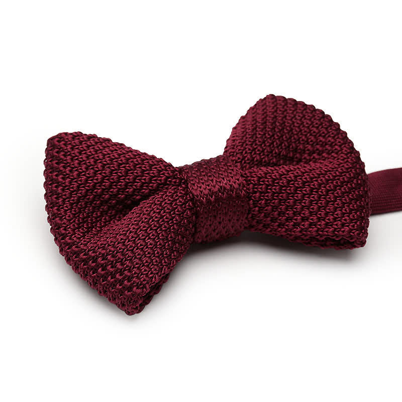 Men's Simple Solid Color Knitting Groom Bow Tie