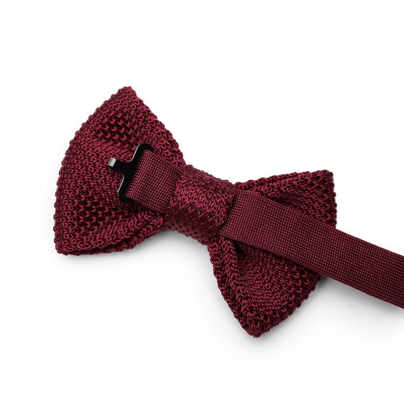 Men's Simple Solid Color Knitting Groom Bow Tie