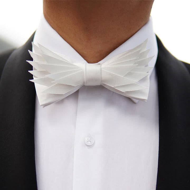 Men's Clean Pure Wihte Wings Shape Bow Tie