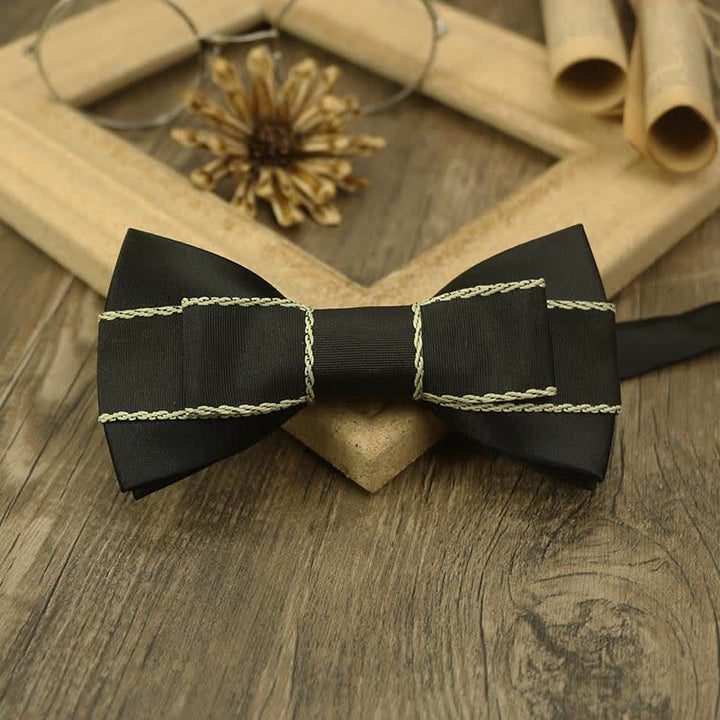 Men's Unique Ribbon Splicing Double Layer Bow Tie