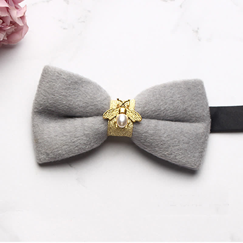 Men's Golden Bee Textured Wool Bow Tie