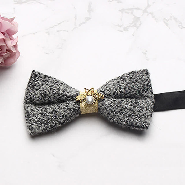 Men's Golden Bee Textured Wool Bow Tie