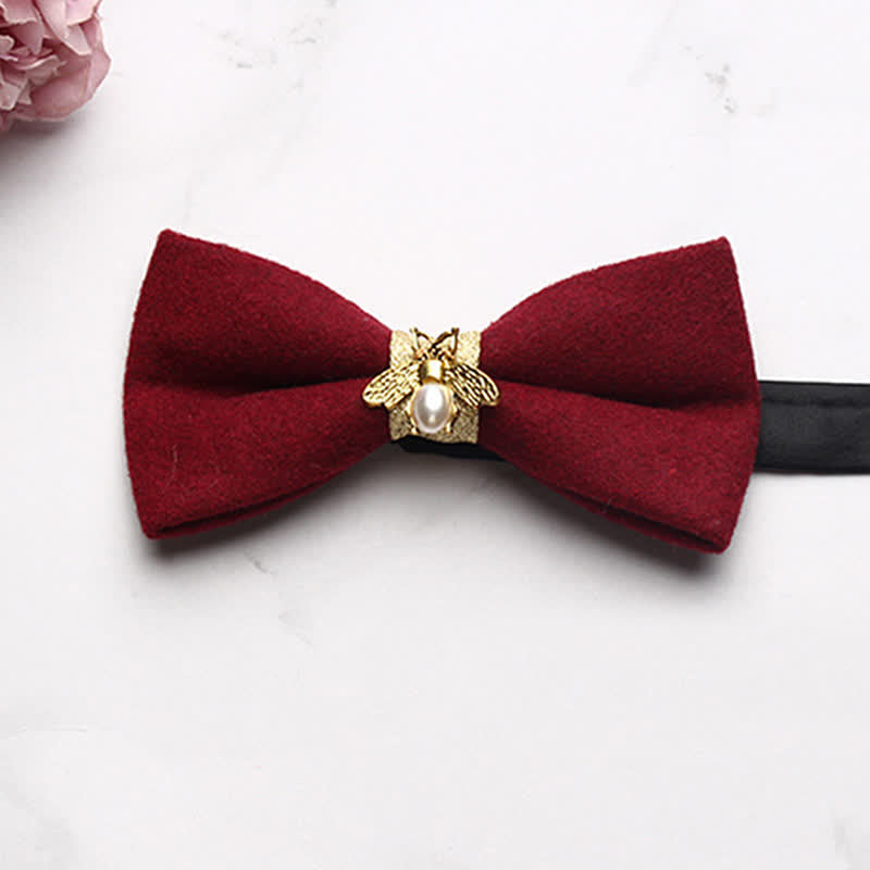 Men's Golden Bee Textured Wool Bow Tie