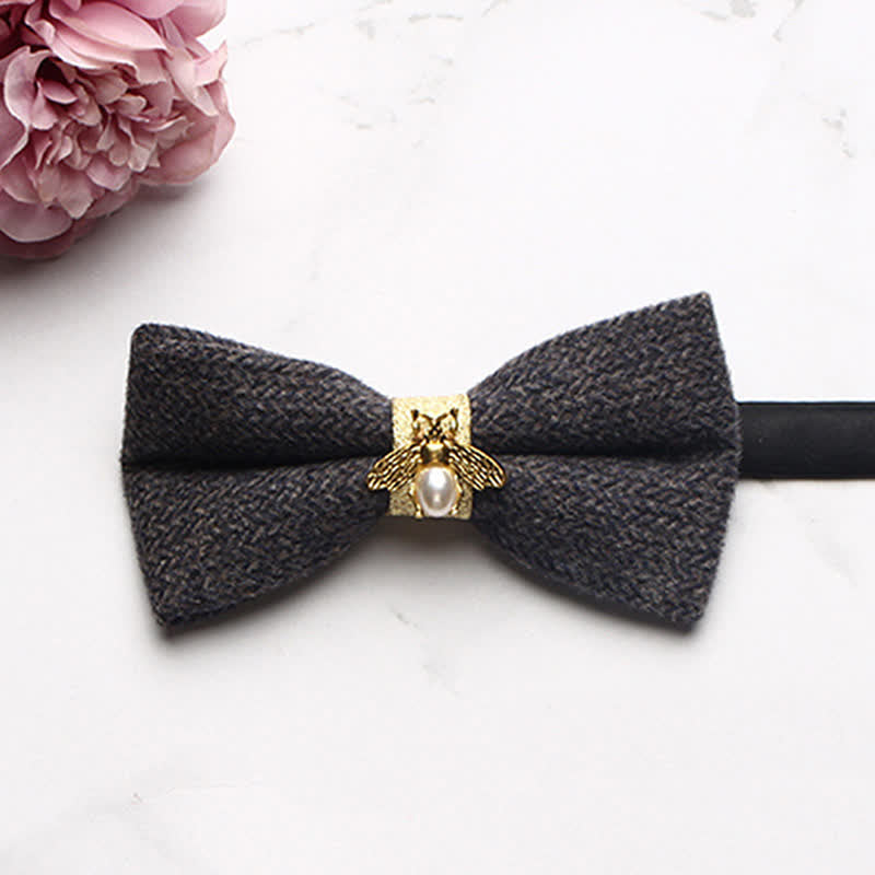 Men's Golden Bee Textured Wool Bow Tie