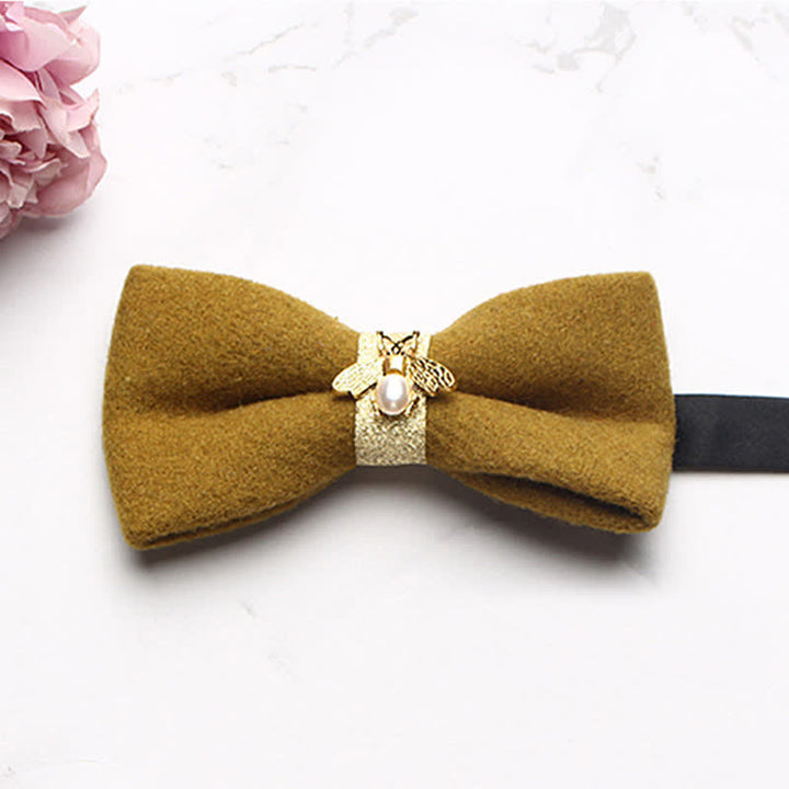 Men's Golden Bee Textured Wool Bow Tie