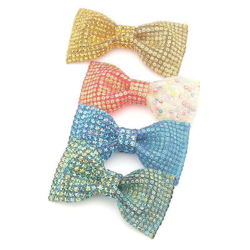 Men's Shiny Color Resin Rhinestone Block Bow Tie