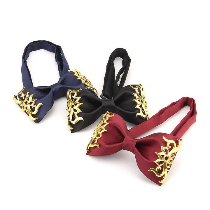 Men's Golden Flame Embellished Bow Tie