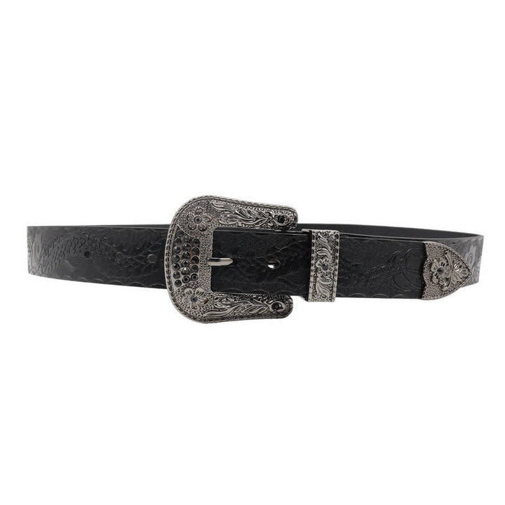 Men's Floral Buckle Embossed Dragon Leather Belt