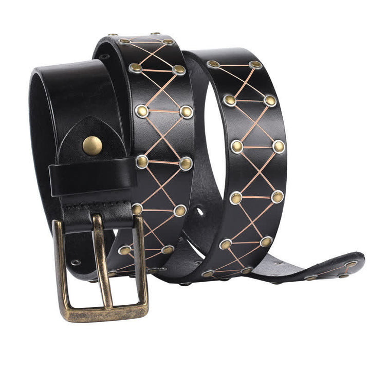 Men's Punk StyLe Rivets Studded Vintage Leather Belt