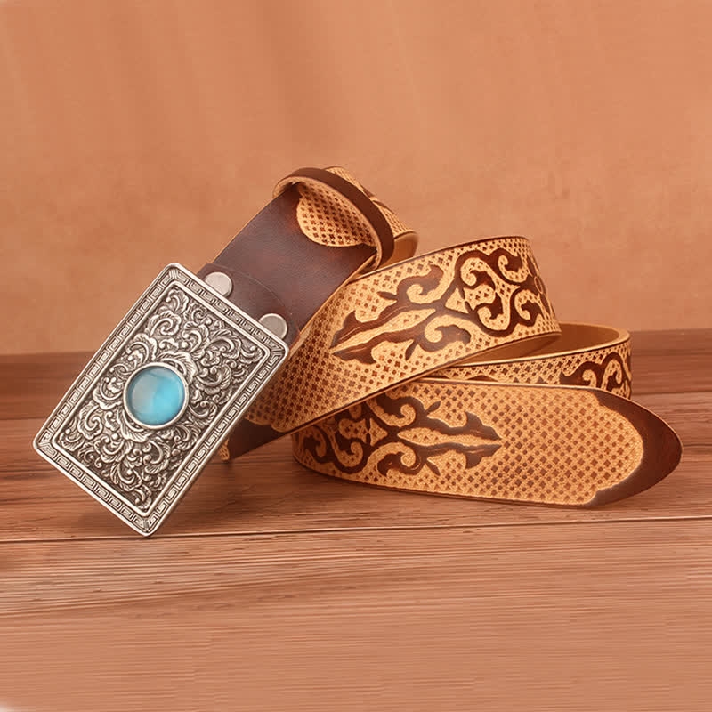 Men's Ethnic Style Embossing Pattern Leather Belt