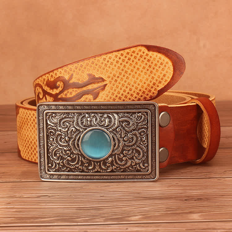 Men's Ethnic Style Embossing Pattern Leather Belt