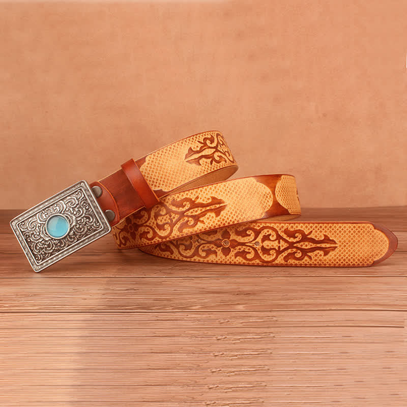 Men's Ethnic Style Embossing Pattern Leather Belt