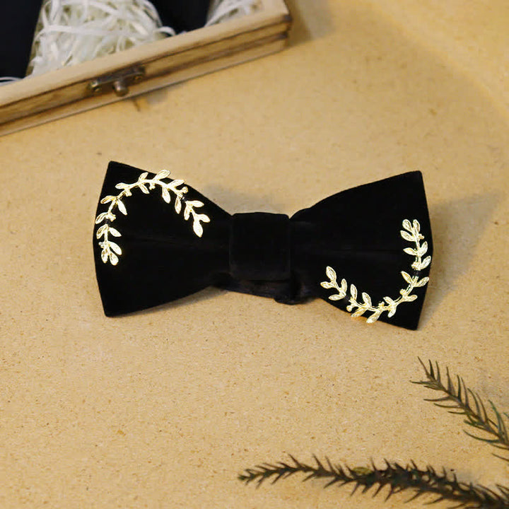 Shining Rhinestone Black Velvet Bow Ties Bundle Set