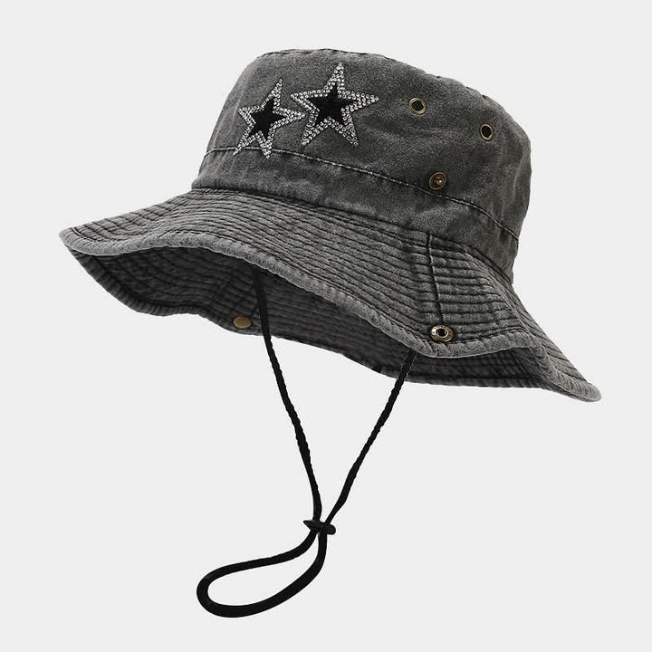 Unisex Rhinestones Star Cowboy Bucket Hat