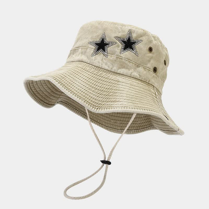 Unisex Rhinestones Star Cowboy Bucket Hat