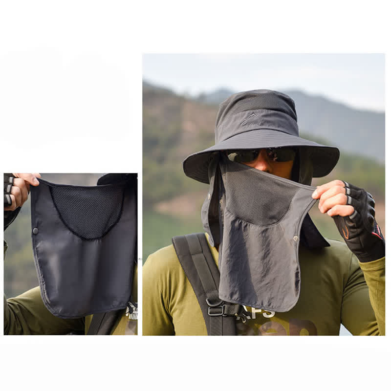 Men's Detachable Face Mask Hiking Bucket Hat