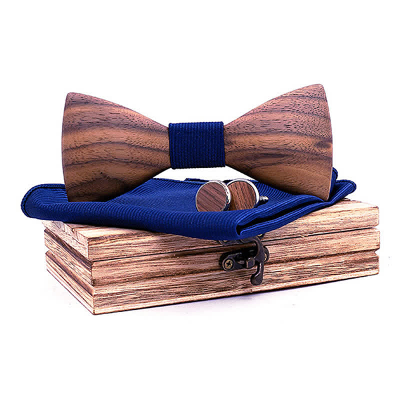 3Pcs Men's Fashion Black Walnut Wooden Bow Tie Set