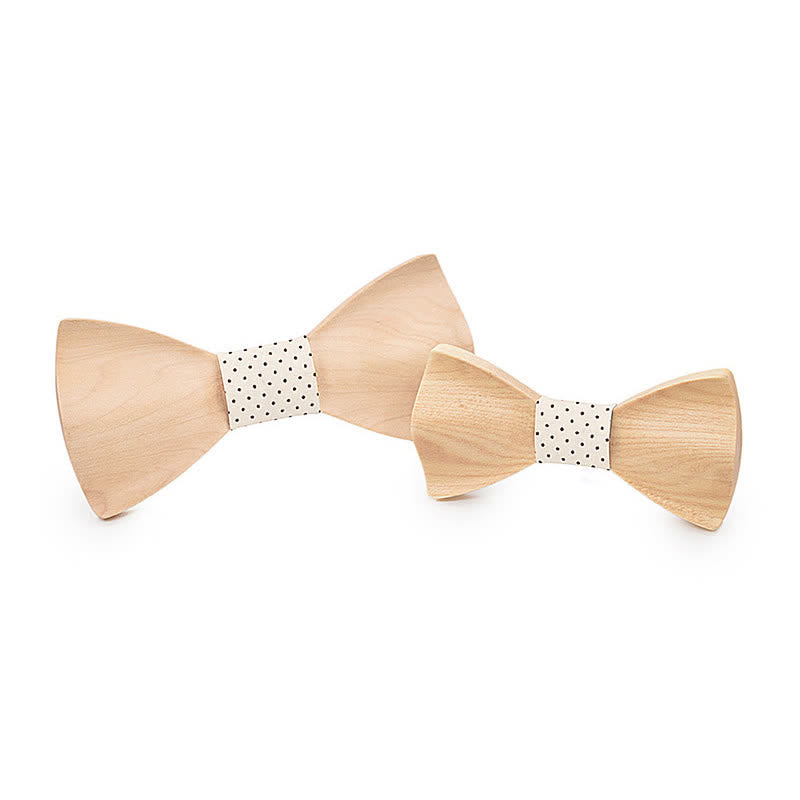 2Pcs Men's Parent-child Maple Wooden Bow Tie Set