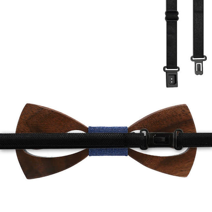 3Pcs Men's Funny Hollow Moustach Wooden Bow Tie Set