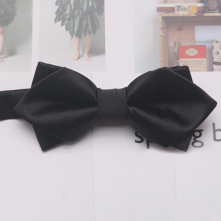 Men's Casual Solid Color Double Layered Pointed Bow Tie